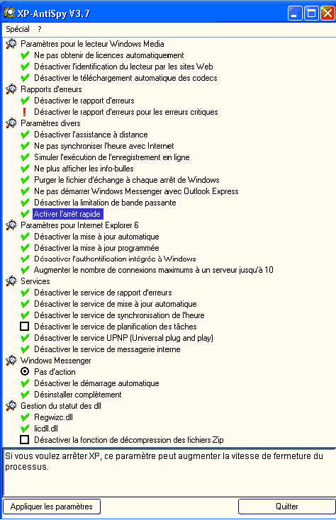 Fonctionnement de XP-Antispy