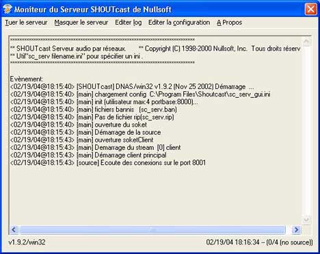 Moniteur du serveur SOUTHcast